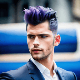 Pompadour Blue & Purple Hairstyle AI avatar/profile picture for men